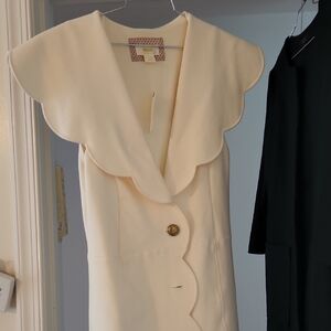 Anthropologie Cream Scalloped Dress